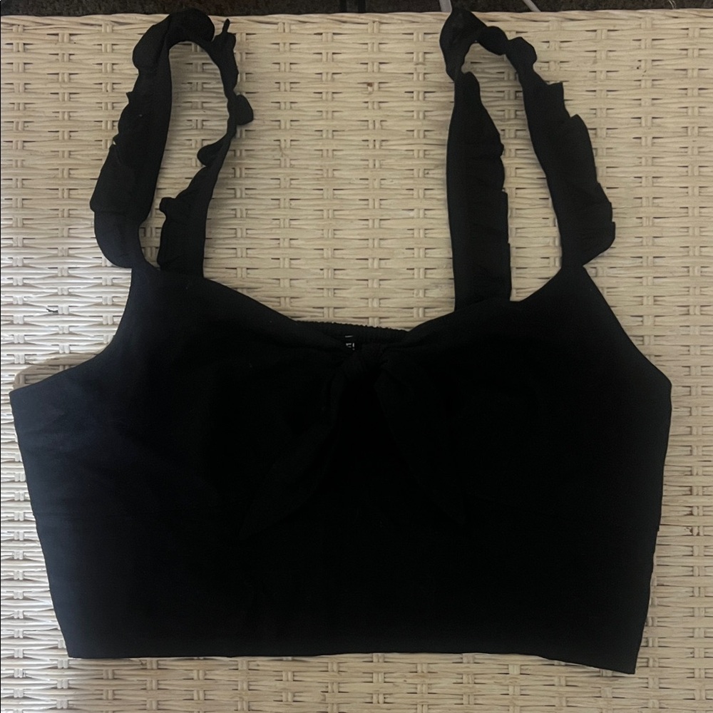 Express Black Cropped Tie-Front Tank Top